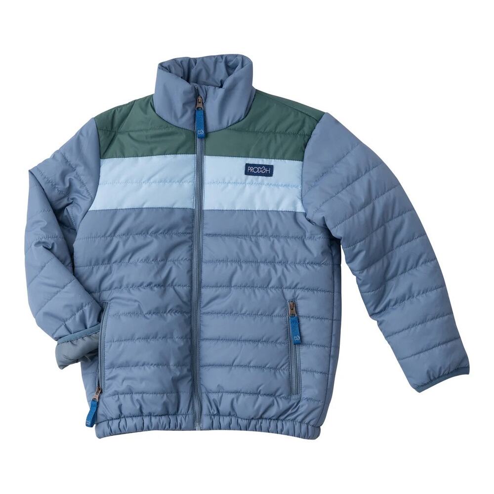 PRODOH KID'S PUFFER‎ JACKET IN BLUEFIN BLUE COLORBLOCK NWT SIZE XS